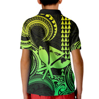 Custom Happy King Kamehameha Day Hawaii Kid Polo Shirt Paradise of the Pacific Tribal Kakau with Kanaka Maoli - Lime - Wonder Print Shop