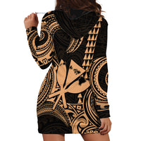 Custom Happy King Kamehameha Day Hawaii Hoodie Dress Paradise of the Pacific Tribal Kakau with Kanaka Maoli - Nude - Wonder Print Shop