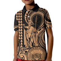 Custom Happy King Kamehameha Day Hawaii Kid Polo Shirt Paradise of the Pacific Tribal Kakau with Kanaka Maoli - Nude - Wonder Print Shop