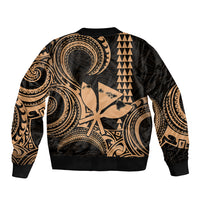 Custom Happy King Kamehameha Day Hawaii Sleeve Zip Bomber Jacket Paradise of the Pacific Tribal Kakau with Kanaka Maoli - Nude - Wonder Print Shop
