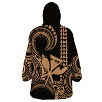 Custom Happy King Kamehameha Day Hawaii Wearable Blanket Hoodie Paradise of the Pacific Tribal Kakau with Kanaka Maoli - Nude - Wonder Print Shop