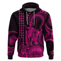 Custom Happy King Kamehameha Day Hawaii Hoodie Paradise of the Pacific Tribal Kakau with Kanaka Maoli - Pink - Wonder Print Shop