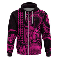Custom Happy King Kamehameha Day Hawaii Hoodie Paradise of the Pacific Tribal Kakau with Kanaka Maoli - Pink - Wonder Print Shop
