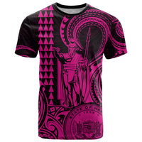 Custom Happy King Kamehameha Day Hawaii T Shirt Paradise of the Pacific Tribal Kakau with Kanaka Maoli - Pink - Wonder Print Shop