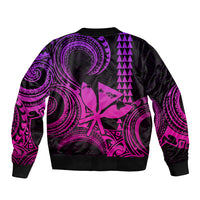 Custom Happy King Kamehameha Day Hawaii Bomber Jacket Paradise of the Pacific Tribal Kakau with Kanaka Maoli - Pink Gradient LT9 - Wonder Print Shop