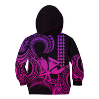 Custom Happy King Kamehameha Day Hawaii Kid Hoodie Paradise of the Pacific Tribal Kakau with Kanaka Maoli - Pink Gradient - Wonder Print Shop