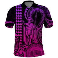 Custom Happy King Kamehameha Day Hawaii Polo Shirt Paradise of the Pacific Tribal Kakau with Kanaka Maoli - Pink Gradient - Wonder Print Shop