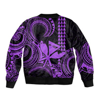 Custom Happy King Kamehameha Day Hawaii Bomber Jacket Paradise of the Pacific Tribal Kakau with Kanaka Maoli - Purple LT9 - Wonder Print Shop