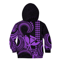 Custom Happy King Kamehameha Day Hawaii Kid Hoodie Paradise of the Pacific Tribal Kakau with Kanaka Maoli - Purple - Wonder Print Shop