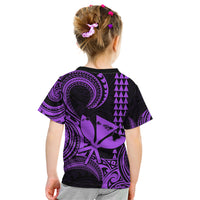 Custom Happy King Kamehameha Day Hawaii Kid T Shirt Paradise of the Pacific Tribal Kakau with Kanaka Maoli - Purple - Wonder Print Shop