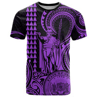 Custom Happy King Kamehameha Day Hawaii T Shirt Paradise of the Pacific Tribal Kakau with Kanaka Maoli - Purple - Wonder Print Shop