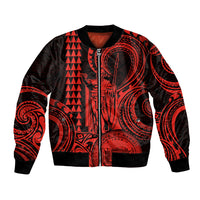 Custom Happy King Kamehameha Day Hawaii Bomber Jacket Paradise of the Pacific Tribal Kakau with Kanaka Maoli - Red LT9 - Wonder Print Shop