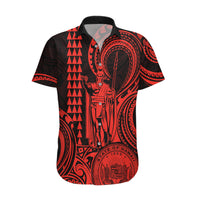 Custom Happy King Kamehameha Day Hawaii Hawaiian Shirt Paradise of the Pacific Tribal Kakau with Kanaka Maoli - Red - Wonder Print Shop