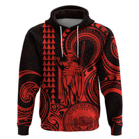 Custom Happy King Kamehameha Day Hawaii Hoodie Paradise of the Pacific Tribal Kakau with Kanaka Maoli - Red - Wonder Print Shop