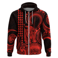Custom Happy King Kamehameha Day Hawaii Hoodie Paradise of the Pacific Tribal Kakau with Kanaka Maoli - Red - Wonder Print Shop