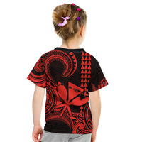 Custom Happy King Kamehameha Day Hawaii Kid T Shirt Paradise of the Pacific Tribal Kakau with Kanaka Maoli - Red - Wonder Print Shop