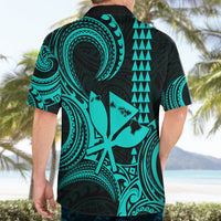 Custom Happy King Kamehameha Day Hawaii Hawaiian Shirt Paradise of the Pacific Tribal Kakau with Kanaka Maoli - Turquoise - Wonder Print Shop