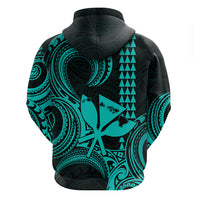 Custom Happy King Kamehameha Day Hawaii Hoodie Paradise of the Pacific Tribal Kakau with Kanaka Maoli - Turquoise - Wonder Print Shop