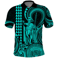 Custom Happy King Kamehameha Day Hawaii Polo Shirt Paradise of the Pacific Tribal Kakau with Kanaka Maoli - Turquoise - Wonder Print Shop