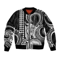 Custom Happy King Kamehameha Day Hawaii Bomber Jacket Paradise of the Pacific Tribal Kakau with Kanaka Maoli - White LT9 - Wonder Print Shop