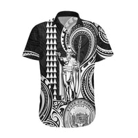 Custom Happy King Kamehameha Day Hawaii Hawaiian Shirt Paradise of the Pacific Tribal Kakau with Kanaka Maoli - White - Wonder Print Shop