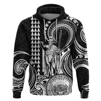 Custom Happy King Kamehameha Day Hawaii Hoodie Paradise of the Pacific Tribal Kakau with Kanaka Maoli - White - Wonder Print Shop