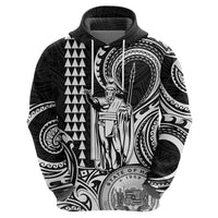 Custom Happy King Kamehameha Day Hawaii Hoodie Paradise of the Pacific Tribal Kakau with Kanaka Maoli - White - Wonder Print Shop