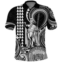 Custom Happy King Kamehameha Day Hawaii Polo Shirt Paradise of the Pacific Tribal Kakau with Kanaka Maoli - White - Wonder Print Shop