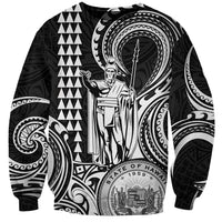Custom Happy King Kamehameha Day Hawaii Sweatshirt Paradise of the Pacific Tribal Kakau with Kanaka Maoli - White - Wonder Print Shop