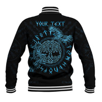 Personalized Odin's Celtic Raven Baseball Jacket Blue Scandinavian Tattoo LT9 - Wonder Print Shop