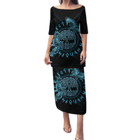 Personalized Odin's Celtic Raven Family Matching Puletasi and Hawaiian Shirt Blue Scandinavian Tattoo - Wonder Print Shop
