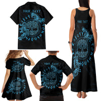 Personalized Odin's Celtic Raven Family Matching Tank Maxi Dress and Hawaiian Shirt Blue Scandinavian Tattoo - Wonder Print Shop