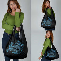 Personalized Odin's Celtic Raven Grocery Bag Blue Scandinavian Tattoo