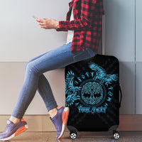 Personalized Odin's Celtic Raven Luggage Cover Blue Scandinavian Tattoo - Wonder Print Shop