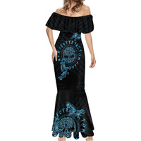 Personalized Odin's Celtic Raven Mermaid Dress Blue Scandinavian Tattoo - Wonder Print Shop