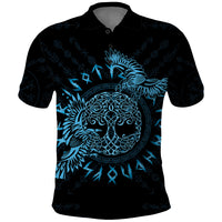 Personalized Odin's Celtic Raven Polo Shirt Blue Scandinavian Tattoo - Wonder Print Shop