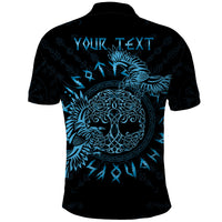 Personalized Odin's Celtic Raven Polo Shirt Blue Scandinavian Tattoo - Wonder Print Shop