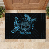 Personalized Odin's Celtic Raven Rubber Doormat Blue Scandinavian Tattoo - Wonder Print Shop