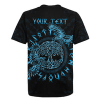 Personalized Odin's Celtic Raven Rugby Jersey Blue Scandinavian Tattoo - Wonder Print Shop