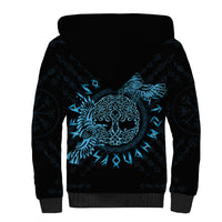 Personalized Odin's Celtic Raven Sherpa Hoodie Blue Scandinavian Tattoo - Wonder Print Shop
