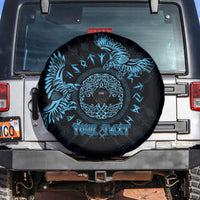 Personalized Odin's Celtic Raven Spare Tire Cover Blue Scandinavian Tattoo - Wonder Print Shop