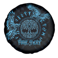 Personalized Odin's Celtic Raven Spare Tire Cover Blue Scandinavian Tattoo - Wonder Print Shop