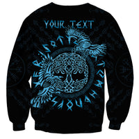 Personalized Odin's Celtic Raven Sweatshirt Blue Scandinavian Tattoo - Wonder Print Shop