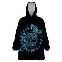 Personalized Odin's Celtic Raven Wearable Blanket Hoodie Blue Scandinavian Tattoo - Wonder Print Shop