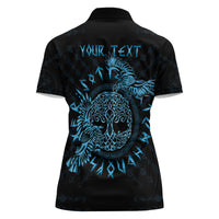 Personalized Odin's Celtic Raven Women Polo Shirt Blue Scandinavian Tattoo - Wonder Print Shop