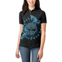 Personalized Odin's Celtic Raven Women Polo Shirt Blue Scandinavian Tattoo - Wonder Print Shop