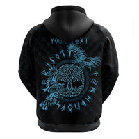 Personalized Odin's Celtic Raven Zip Hoodie Blue Scandinavian Tattoo - Wonder Print Shop