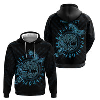 Personalized Odin's Celtic Raven Zip Hoodie Blue Scandinavian Tattoo - Wonder Print Shop