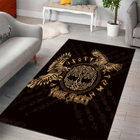 Personalized Odin's Celtic Raven Area Rug Gold Scandinavian Tattoo LT9 - Wonder Print Shop