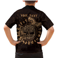 Personalized Odin's Celtic Raven Family Matching Mermaid Dress and Hawaiian Shirt Gold Scandinavian Tattoo LT9 - Wonder Print Shop